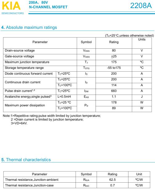 KNC2208A,KNC2208A參數(shù),KNC2208A規(guī)格書(shū),200A/80V