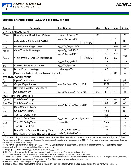 AON6512替代,AON6512規(guī)格書,30V/150A