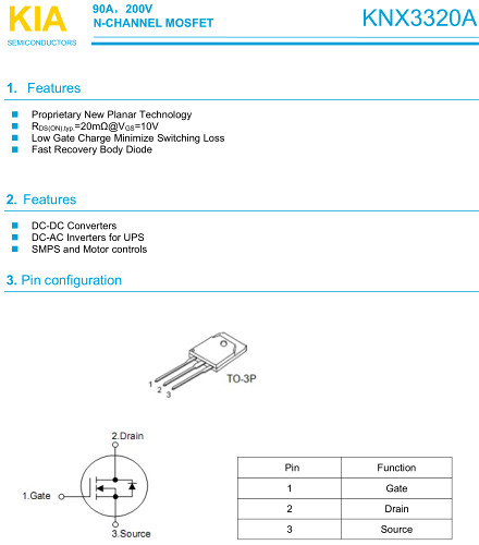 KNX3320A參數(shù) MOS管200V90A