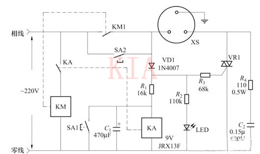 【實(shí)用】停電自鎖的電源開關(guān)電路圖-KIA MOS管