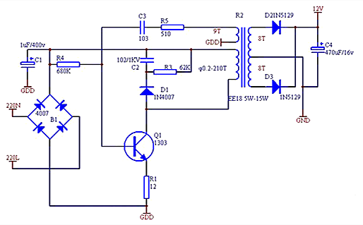 【電路精選】220V轉(zhuǎn)12V電源電路分享-KIA MOS管