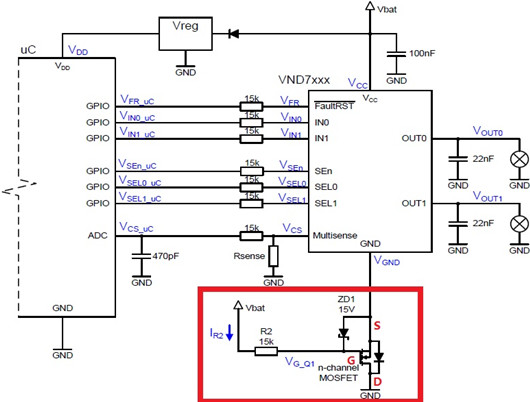 NMOS管串入GND管腳的防反接保護電路-KIA MOS管