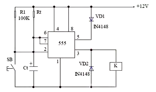 延時(shí)電路圖，555延時(shí)電路圖設(shè)計(jì)分享-KIA MOS管