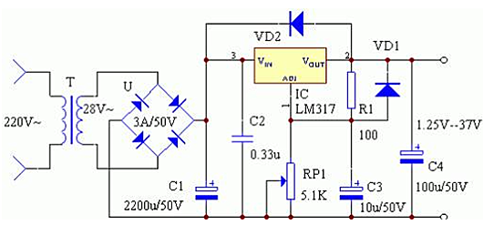 lm317可調(diào)電源電路