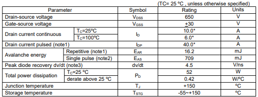 10n65場效應(yīng)管參數(shù),KIA10N65H